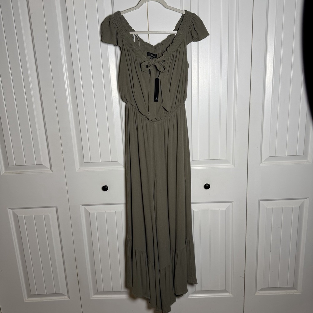 Lulu's Olive Green Ruffled Jumpsuit - Picture 2 of 7